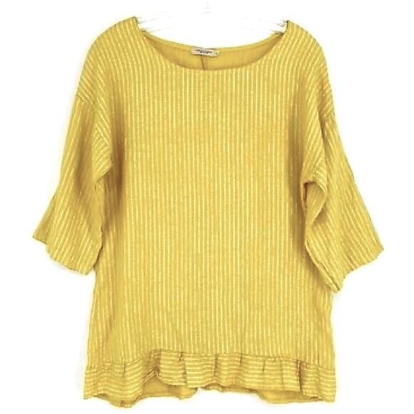 Lungo L’Arno Linen Yellow Striped Blouse - Picture 1 of 10